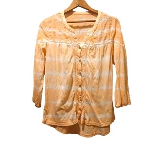 New Directions Peach and White Button Down Shirt